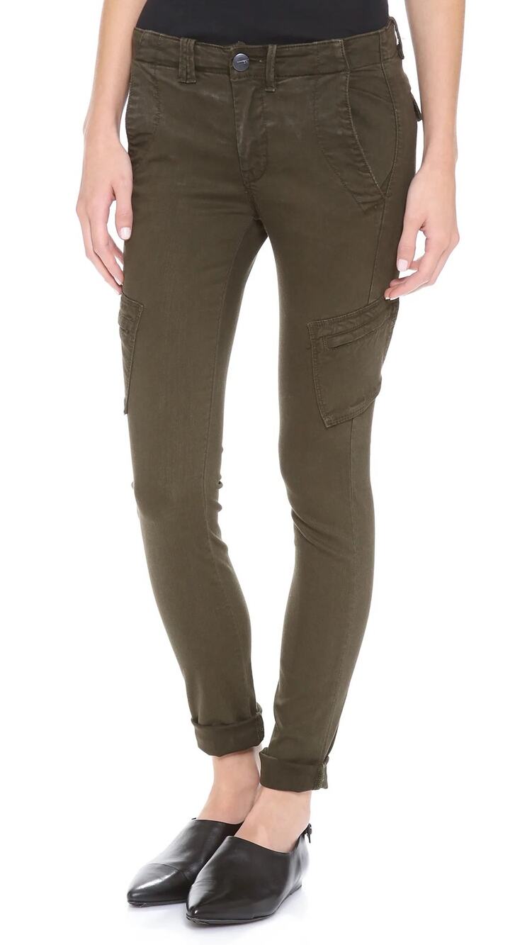 Vince Dark Army Green Utility Cargo Pockets Mid Rise Slim Skinny Pants